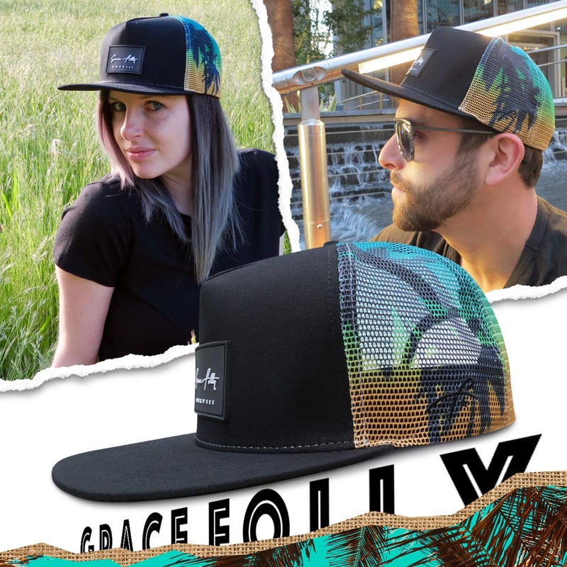 Grace Folly Trucker Hat for Men & Women. Snapback Mesh Caps (US, Alpha, One Size, One Size, Palm Beach) - Image 3