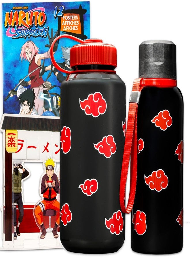 Naruto Shippuden Water Bottle Set - Bundle with 12 Oz Water Bottle with Strap and 32 Oz Water Bottle Plus More | Naruto Merchandise - Image 1