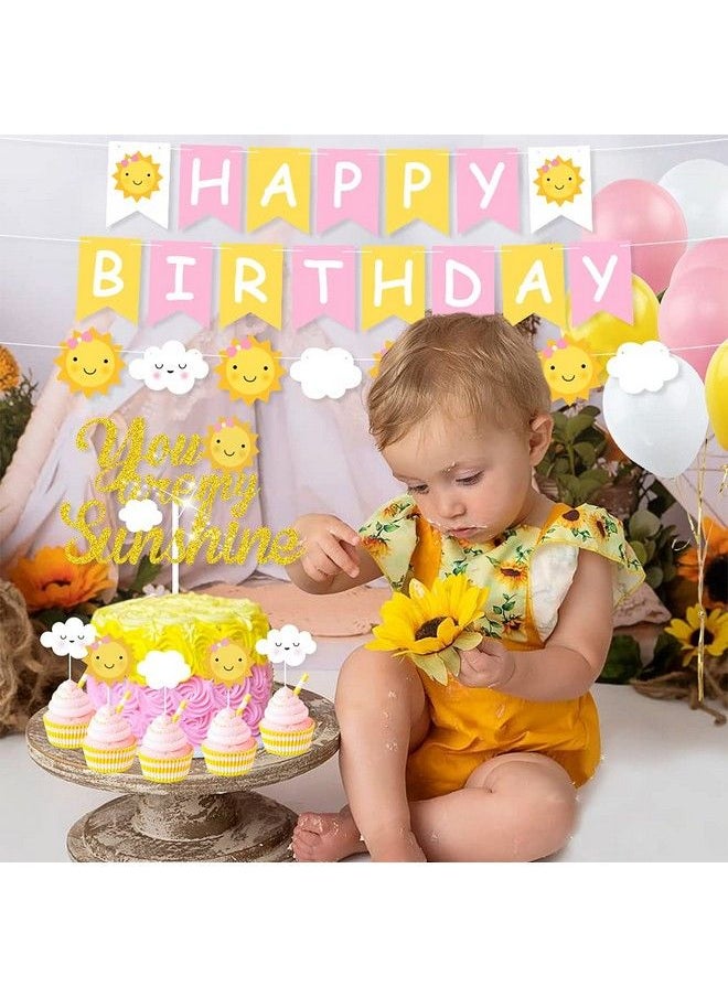 K KUMEED - You'Re My Sunshine Birthday Party Decorations Sun Smile Face Clouds Happy Birthday Banner Balloons Cake Topper For Girls First Birthday Party Sunny Summer Theme Birthday Party Supplies - Image 1