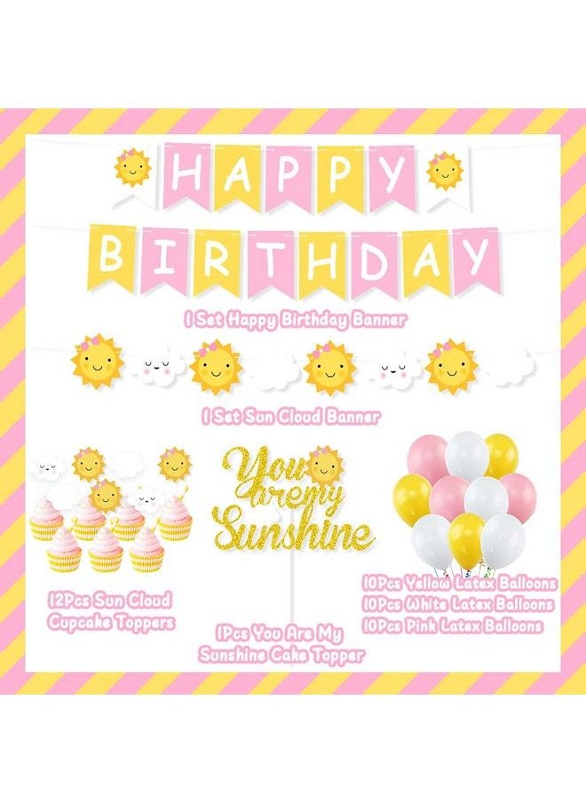 K KUMEED - You'Re My Sunshine Birthday Party Decorations Sun Smile Face Clouds Happy Birthday Banner Balloons Cake Topper For Girls First Birthday Party Sunny Summer Theme Birthday Party Supplies - Image 1