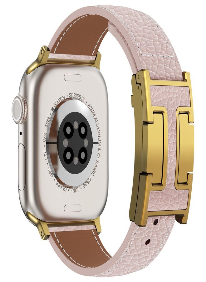 CHANCHY Leather Magnetic Watch Band Compatible with Apple Watch Bands 40mm 38mm 41mm 42mm 44mm 45mm 46mm, Top Grain Leather Dressy Band for Women Men iWatch Ultra SE Series 10/9/8/7/6/5/4/3/2/1 - Image 1