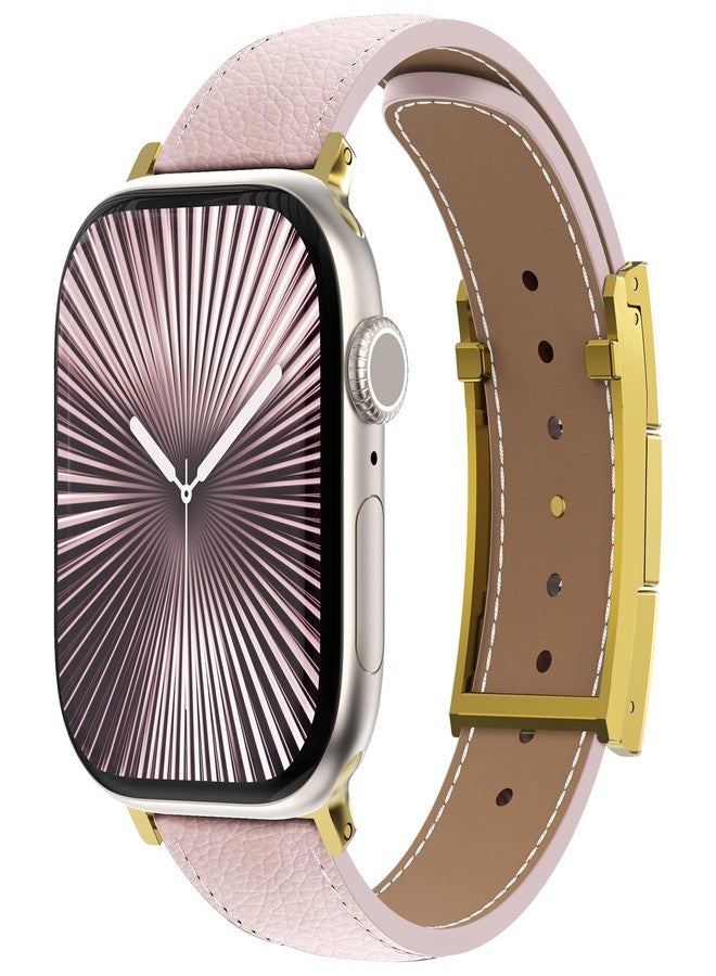 CHANCHY Leather Magnetic Watch Band Compatible with Apple Watch Bands 40mm 38mm 41mm 42mm 44mm 45mm 46mm, Top Grain Leather Dressy Band for Women Men iWatch Ultra SE Series 10/9/8/7/6/5/4/3/2/1 - Image 2