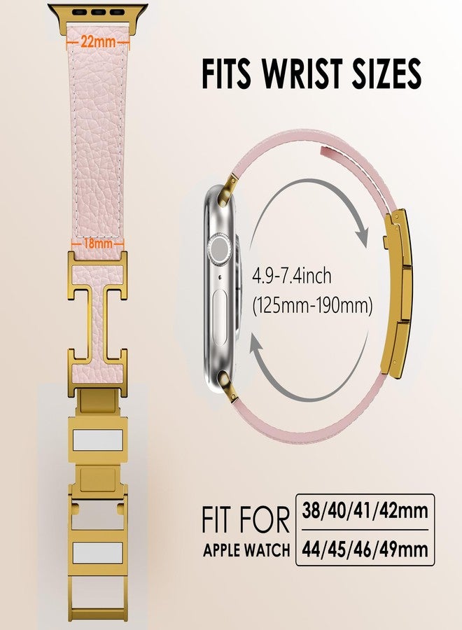 CHANCHY Leather Magnetic Watch Band Compatible with Apple Watch Bands 40mm 38mm 41mm 42mm 44mm 45mm 46mm, Top Grain Leather Dressy Band for Women Men iWatch Ultra SE Series 10/9/8/7/6/5/4/3/2/1 - Image 5