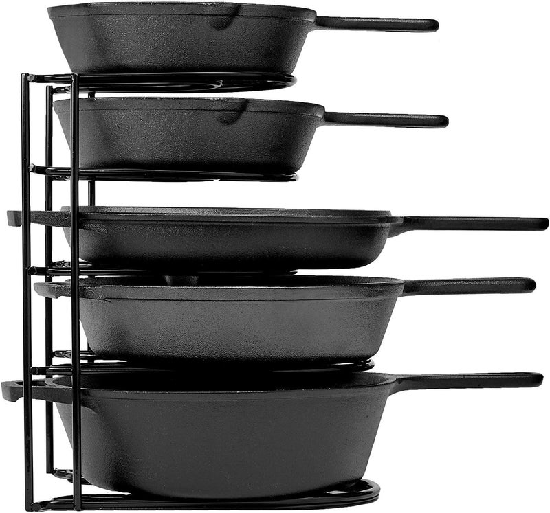 Cuisinel Heavy Duty Pots and Pans Organizer Rack - 12.2"-Inch Tall - 5 Tier Rack - Holds 50 LB - Cast Iron Skillets, Griddles, Shallow Cookware - Space Saving Kitchen Storage - No Assembly Required - Image 1