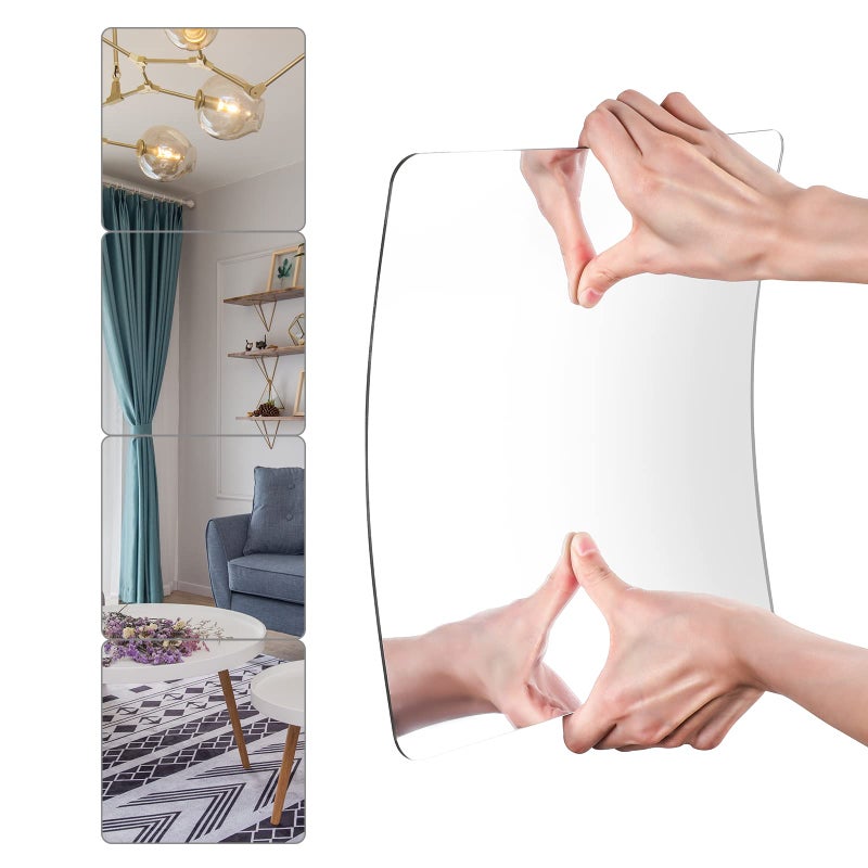 JEOYOO Wall Mirror Full Length, on Door Mirrors, Cheap Mirror Acrylic, shatterproof Gym Mirrors for Home Gym, 8"X8"-4 Pcs, Workout Non Glass Mirrors for Bedroom, Over Door Mirror Kids - Image 2