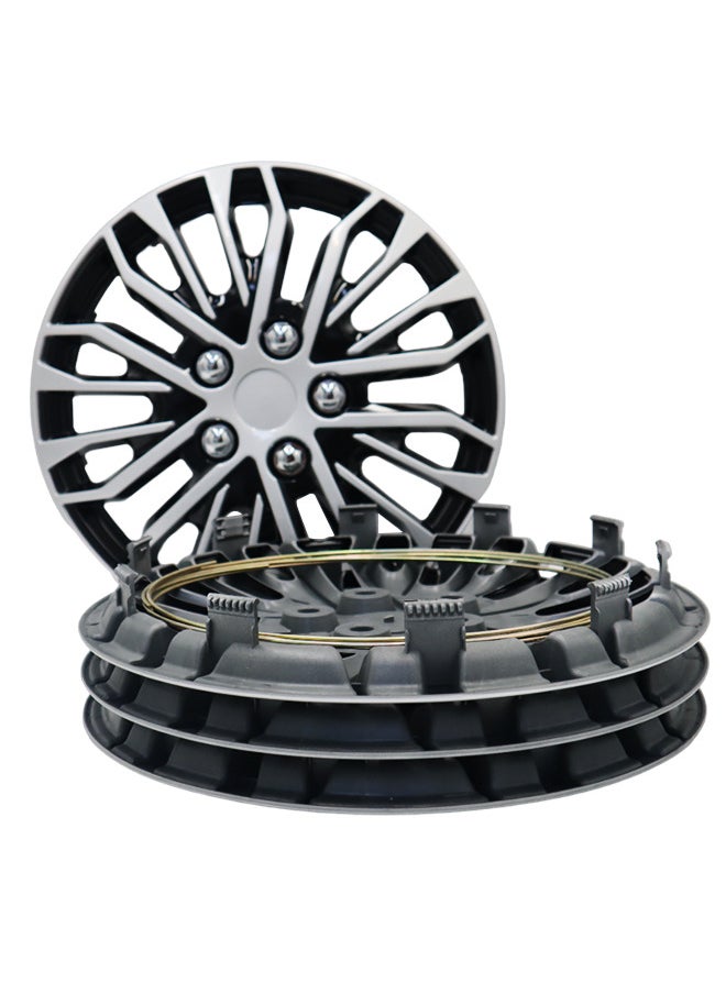 EMTC Pack of 4 EM-3141 Taiwan Wheel Cover | 13" Inch | Silver Black Polish Universal Nested Style  - Image 4