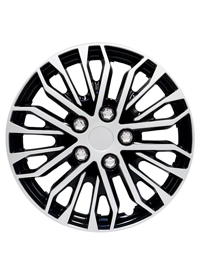 EMTC Pack of 4 EM-3141 Taiwan Wheel Cover | 13" Inch | Silver Black Polish Universal Nested Style  - Image 2