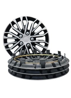 EMTC Pack of 4 EM-3141 Taiwan Wheel Cover | 13" Inch | Silver Black Polish Universal Nested Style  - Image 4