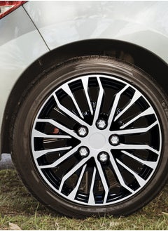 EMTC Pack of 4 EM-3141 Taiwan Wheel Cover | 13" Inch | Silver Black Polish Universal Nested Style  - Image 3