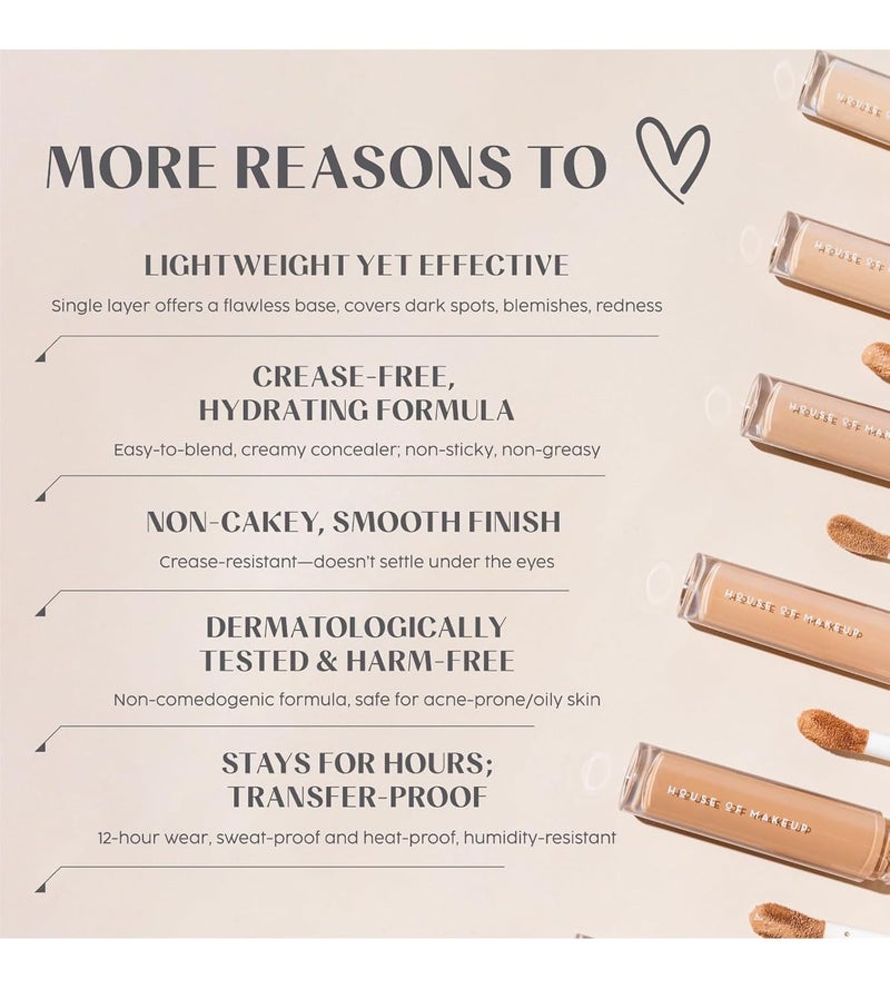 House Of Makeup Matte Concealer for Dark Circles Pigmentation  NonCrease NonCakey  Long Wear Waterproof Sweatproof  Full Coverage Concealer for Oily Skin  For Face Makeup  6 ML FL01  Fair to Light Skin Tone - Image 3