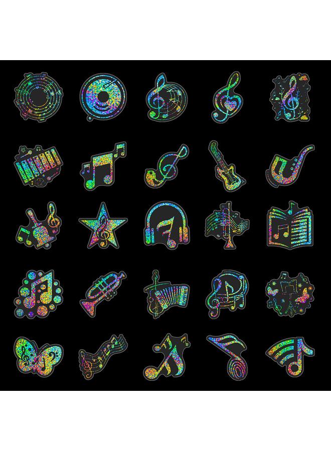 Bluejw 50 Music Symbols Silver Laser Stickers Children's Kindergarten Decoration Reward Dazzling Laser Stickers - Image 5