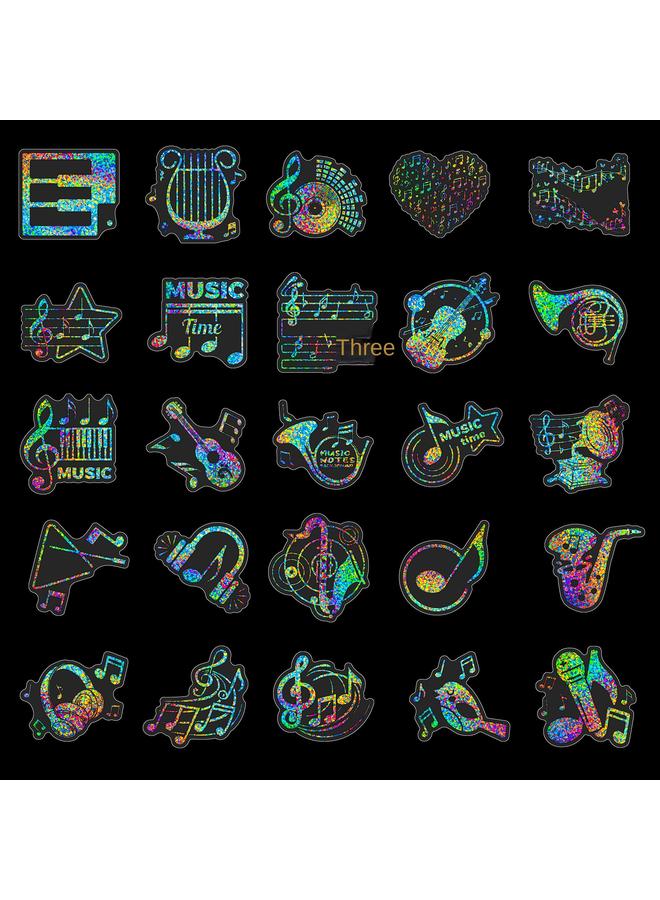 Bluejw 50 Music Symbols Silver Laser Stickers Children's Kindergarten Decoration Reward Dazzling Laser Stickers - Image 4