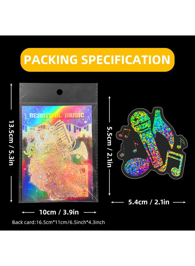 Bluejw 50 Music Symbols Silver Laser Stickers Children's Kindergarten Decoration Reward Dazzling Laser Stickers - Image 3