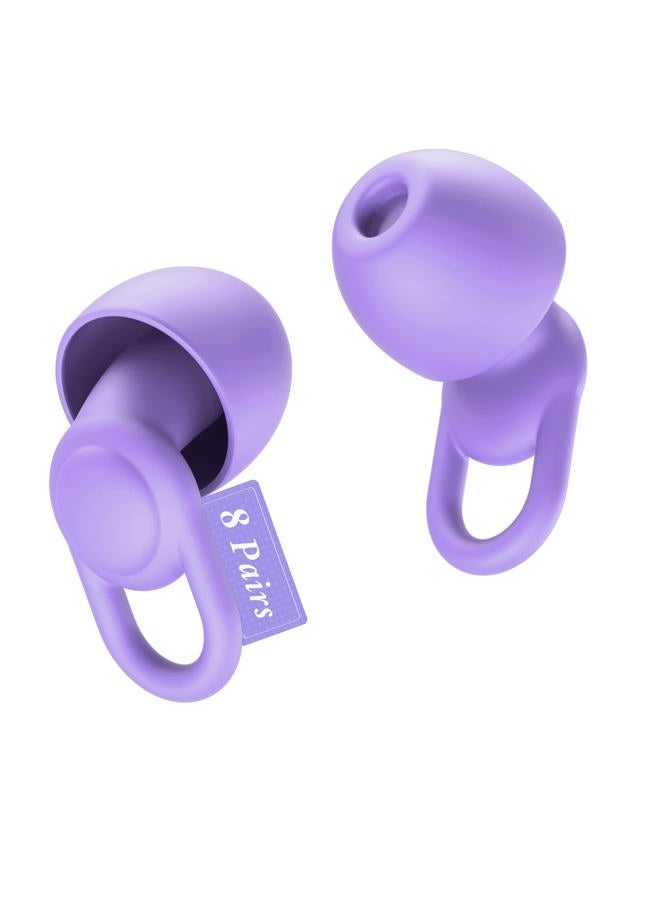 OEDOC Silicone Ear Plugs for Noise Reduction - Reusable Soft Comfortable Earplugs for Sleeping,Noise Sensitivity & Flights -16 Ear Tips in XS/S/M/L, with 2 Travel Boxes - 33dB Noise Cancelling (Purple) - Image 1