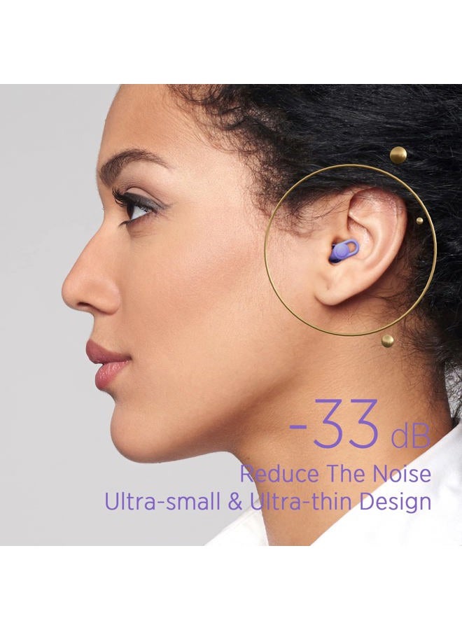 OEDOC Silicone Ear Plugs for Noise Reduction - Reusable Soft Comfortable Earplugs for Sleeping,Noise Sensitivity & Flights -16 Ear Tips in XS/S/M/L, with 2 Travel Boxes - 33dB Noise Cancelling (Purple) - Image 2