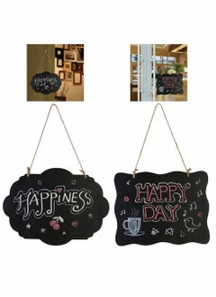 Y&D Mini Wooden Chalkboard Double Sided Hanging Blackboard with Lace Design Message Board Sign for Parties Festive Events Decoratio 2Pcs  - Image 1