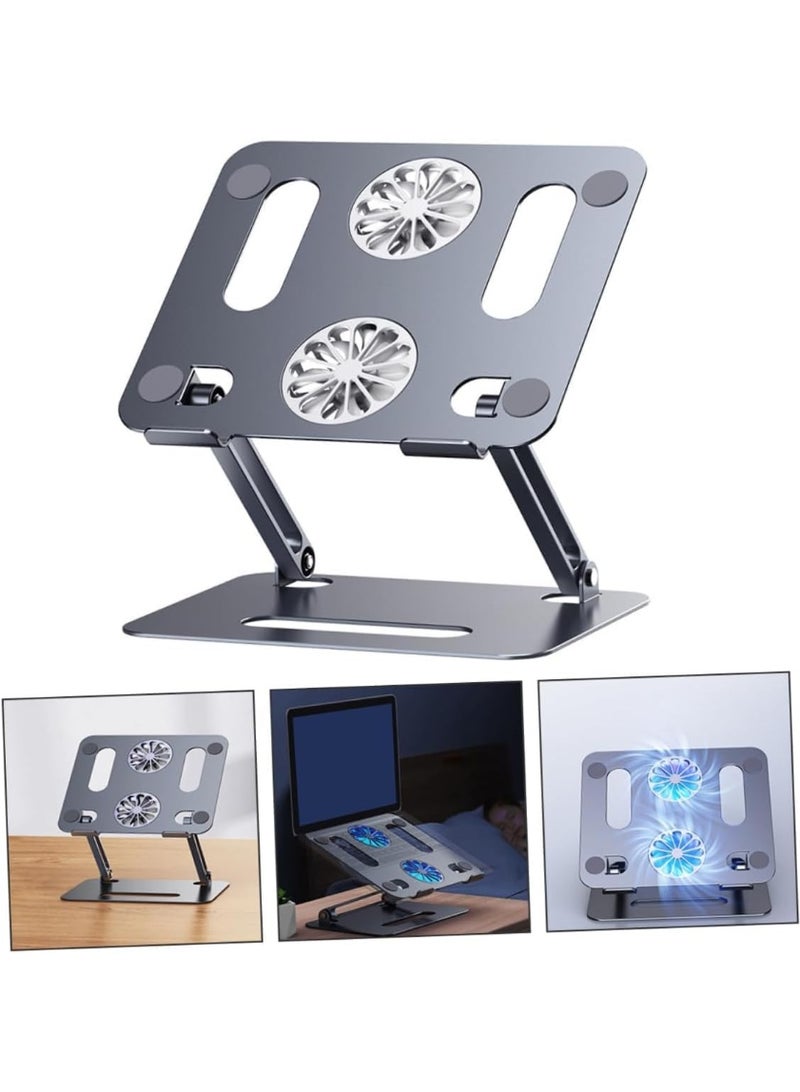 Heavy-Duty Aluminum Laptop Stand with Self-Fan – Height & 180° Angle Adjustable, Portable Notebook Stand, Compatible with Laptops and MacBooks - Image 3