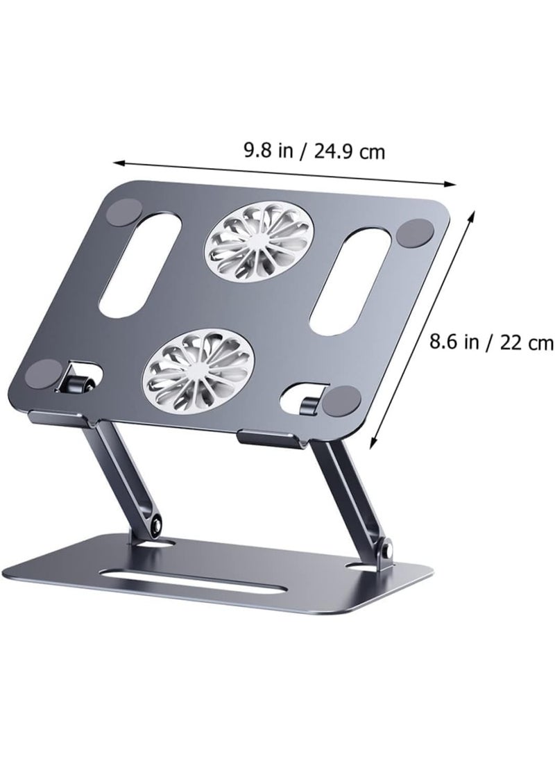 Heavy-Duty Aluminum Laptop Stand with Self-Fan – Height & 180° Angle Adjustable, Portable Notebook Stand, Compatible with Laptops and MacBooks - Image 2