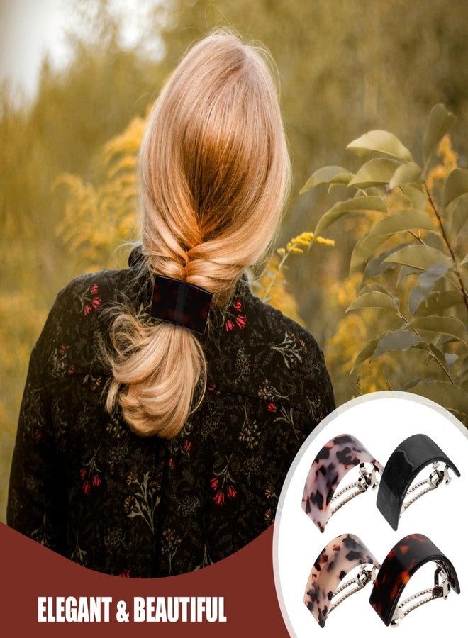 KALLORY 4Pcs Tortoise Shell Hair Clips French Barrette Ponytail Holders Hair Barrettes French Snap Closure for Womens Girls Accessories - Image 3