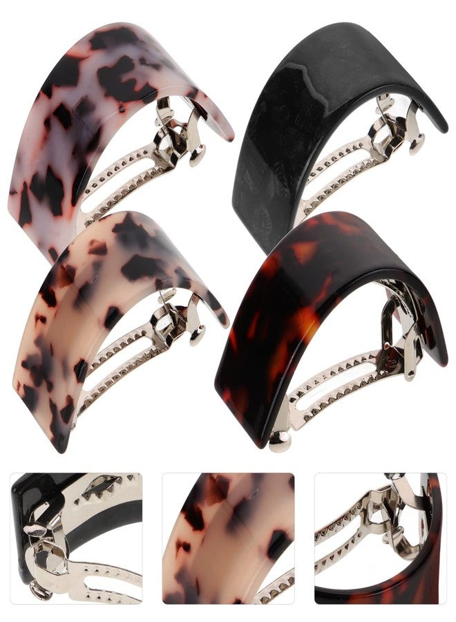 KALLORY 4Pcs Tortoise Shell Hair Clips French Barrette Ponytail Holders Hair Barrettes French Snap Closure for Womens Girls Accessories - Image 4