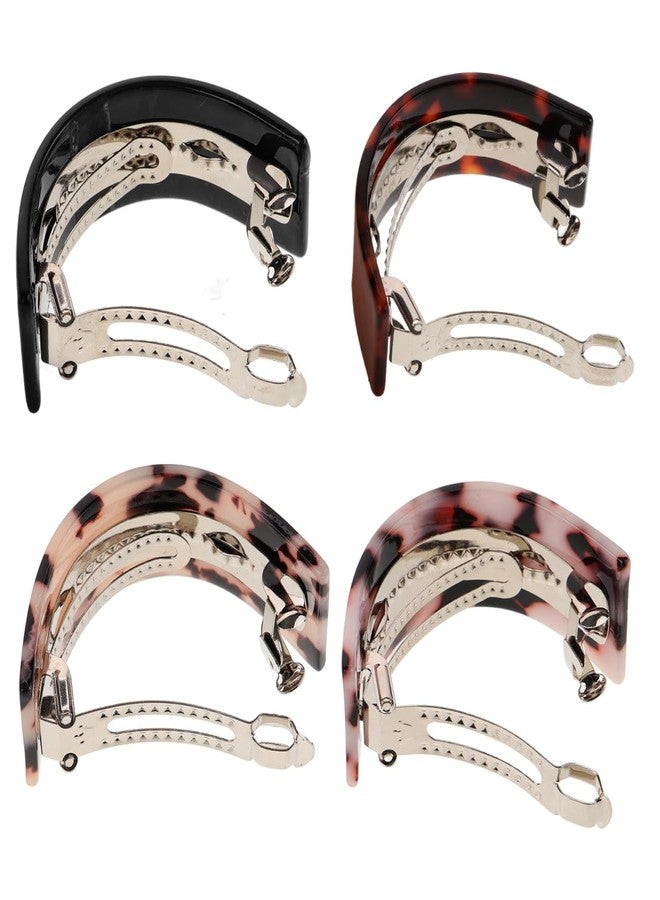 KALLORY 4Pcs Tortoise Shell Hair Clips French Barrette Ponytail Holders Hair Barrettes French Snap Closure for Womens Girls Accessories - Image 1