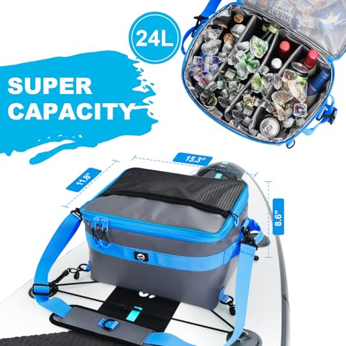 YVLEEN Waterproof Paddle Borad Cooler, SUP Cooler Durable PVC Material Paddle Board Deck Bag with Mesh Top Pocket, Adjustable Straps, Super Capacity for Stand-Up Paddleboard and Kayaking Accessorie - Image 3
