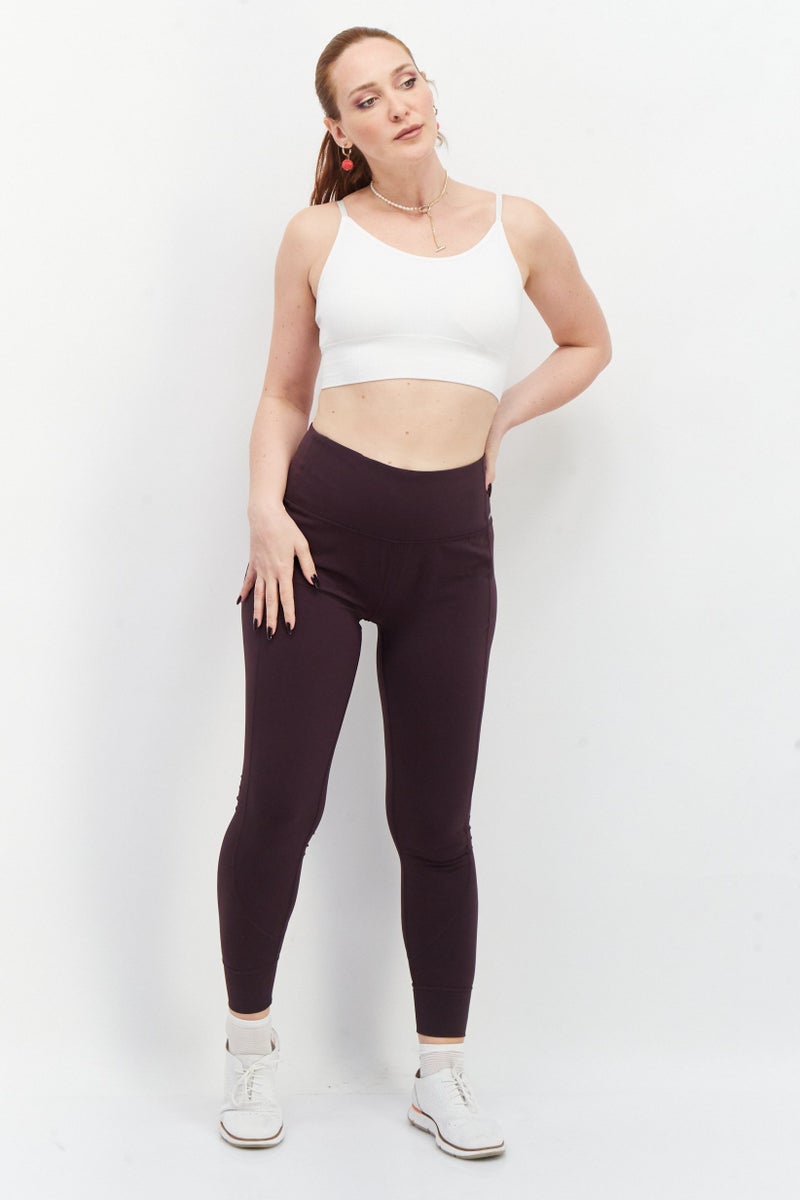 Eddie Bauer Women Pull On Full Length Plain Leggings, Dark Purple  - Image 3