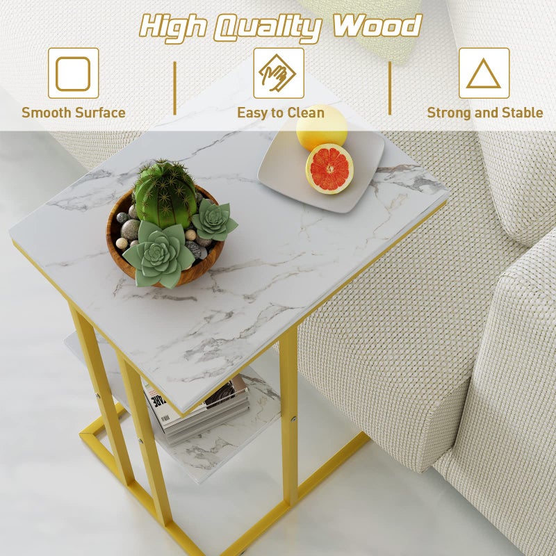 Easy Paws C Shaped End Table,Small Side Table for Couch and Bed, Gold Snack Couch Table for Small Spaces, Living Room, Bedroom,Bedside(Gold) - Image 4