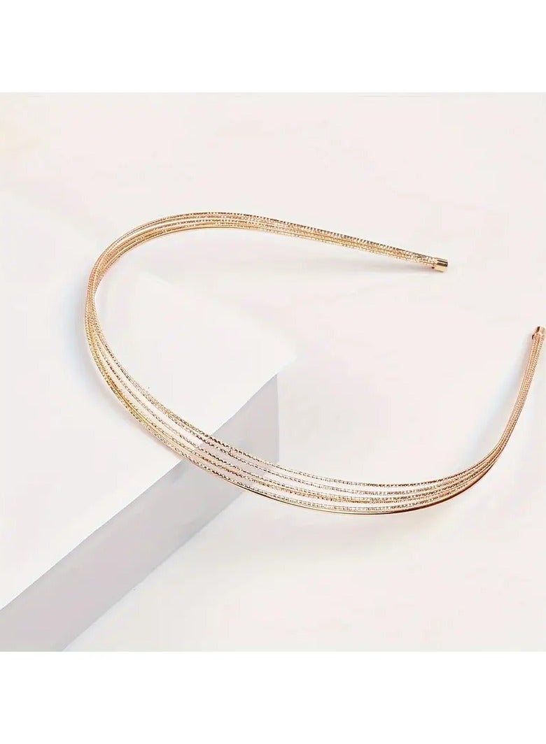 Goolsky 1pc Elegant Multi-Layer Hair Hoop, Versatile Hairband, Suitable For Daily Wear And Parties, Minimalist Style - Image 3