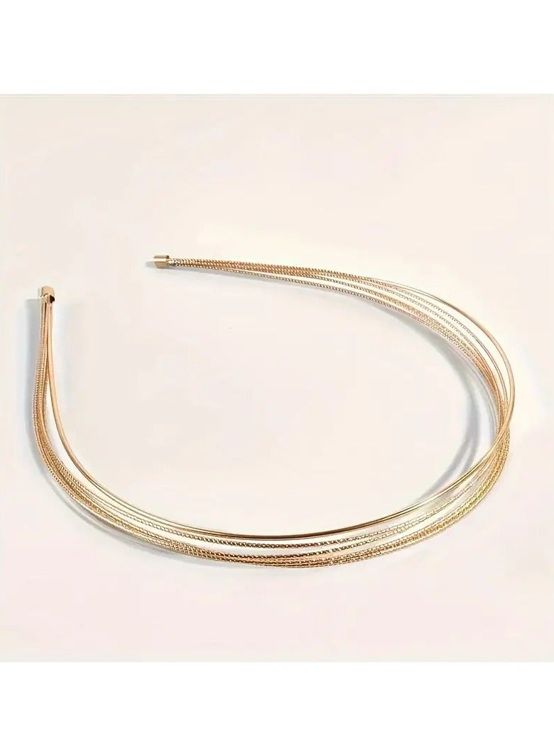 Goolsky 1pc Elegant Multi-Layer Hair Hoop, Versatile Hairband, Suitable For Daily Wear And Parties, Minimalist Style - Image 2