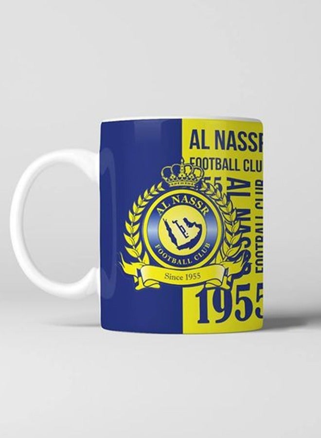 حكاية شمعة مج من السيراميك بطبعة تصميم نصراوي بلون أبيض - Image 1