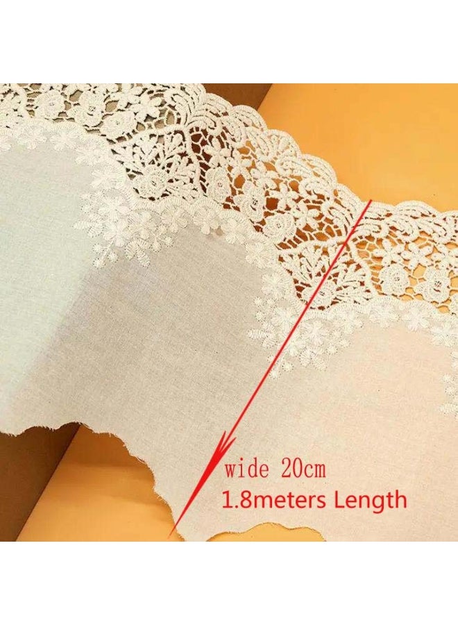 Generic 2Yards/lot(1.8meters) 20cm wide White/beige Cotton Lace Trim Cotton Floral Embroidered Cloth Lace Doll Dress Underwear Costume DIY Craft 