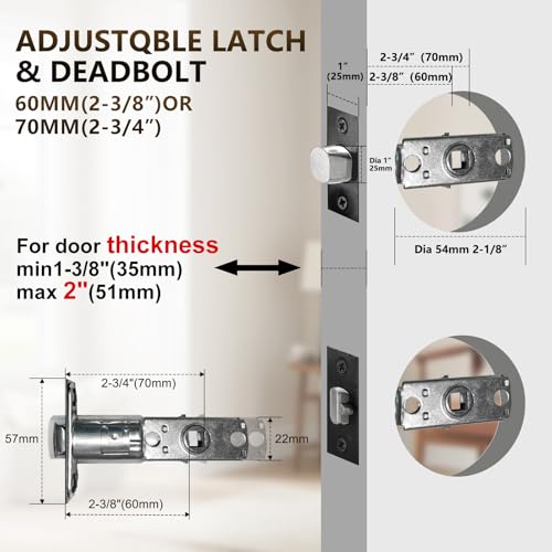 TMC Modish Front Door Entry Handleset Satin Nickel,Slilver Handleset with Deadbolt,MDHST2017SN-AMZ- 2 (KEYED HANDLESET, Satin Nickel) - Image 4