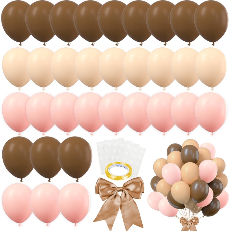 BANBALLON 82 PCS Party Balloons Kit Latex 10 inch Brown Pink Khaki Cream Balloons for Girl Party Wedding Gender Reveal Decorations Baby Shower Bear Party Supplies (Style 8) - Image 1