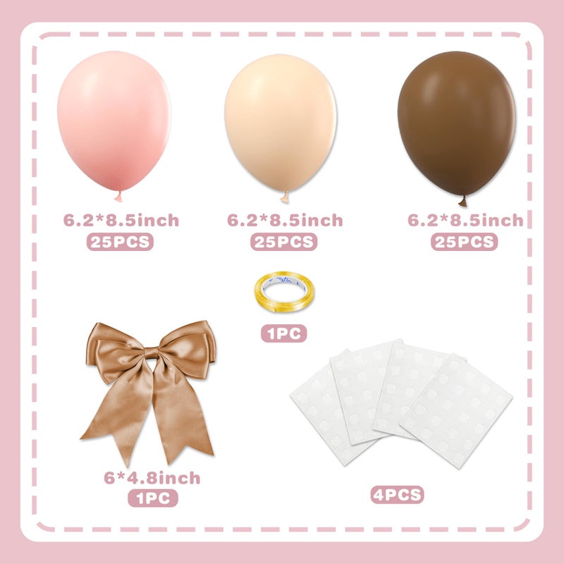 BANBALLON 82 PCS Party Balloons Kit Latex 10 inch Brown Pink Khaki Cream Balloons for Girl Party Wedding Gender Reveal Decorations Baby Shower Bear Party Supplies (Style 8) - Image 2