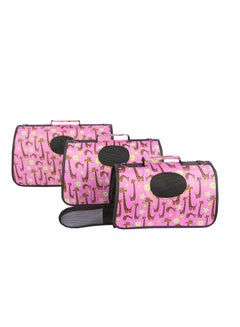HAPPY PUSS Outdoor Pet Bag: pet handbag, pet shoulder bag, Travel Carrier for cats and dogs. Pink giraffe design-large size  - Image 2