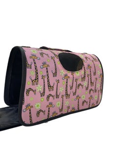 HAPPY PUSS Outdoor Pet Bag: pet handbag, pet shoulder bag, Travel Carrier for cats and dogs. Pink giraffe design-large size  - Image 4