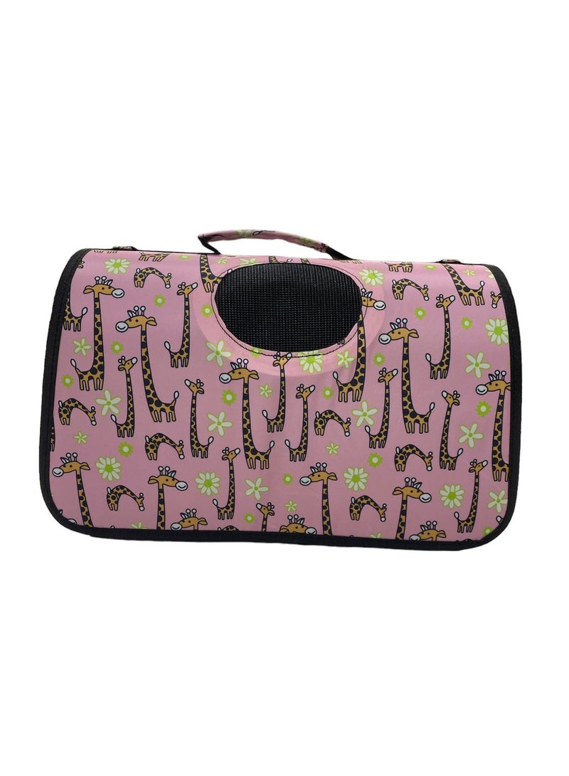 HAPPY PUSS Outdoor Pet Bag: pet handbag, pet shoulder bag, Travel Carrier for cats and dogs. Pink giraffe design-large size  - Image 3