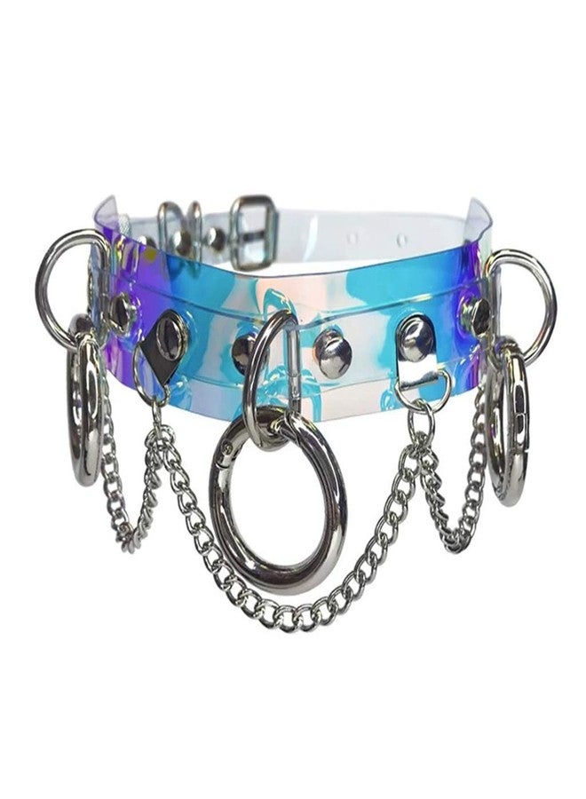 قلادة نيو فانسي النسائية الهولوغرافية ذات الطابع القوطي البانك، مصنوعة من مادة PVC، مثالية لأزياء الهالوين والحفلات الليلية والنوادي التنكرية، شفافة، مقاس واحد - Image 1