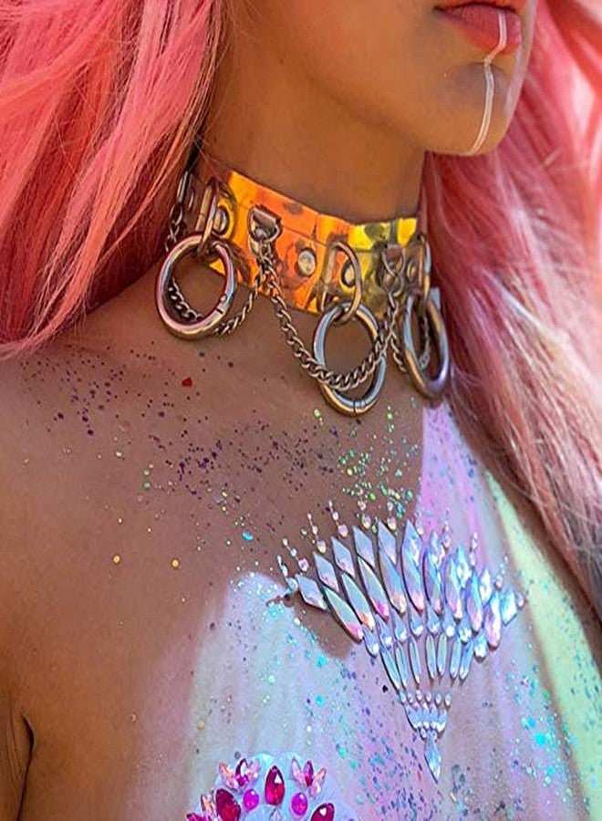 قلادة نيو فانسي النسائية الهولوغرافية ذات الطابع القوطي البانك، مصنوعة من مادة PVC، مثالية لأزياء الهالوين والحفلات الليلية والنوادي التنكرية، شفافة، مقاس واحد - Image 2