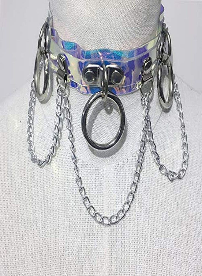 قلادة نيو فانسي النسائية الهولوغرافية ذات الطابع القوطي البانك، مصنوعة من مادة PVC، مثالية لأزياء الهالوين والحفلات الليلية والنوادي التنكرية، شفافة، مقاس واحد - Image 5