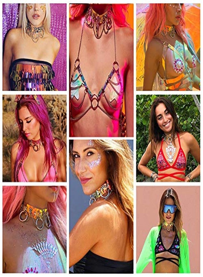 قلادة نيو فانسي النسائية الهولوغرافية ذات الطابع القوطي البانك، مصنوعة من مادة PVC، مثالية لأزياء الهالوين والحفلات الليلية والنوادي التنكرية، شفافة، مقاس واحد - Image 3