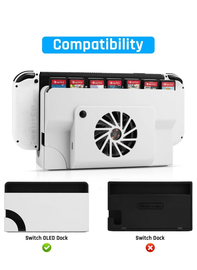 SYOSI - Cooling Fan for Nintendo Switch OLED, Cooler Replacement Dock Accessories with Blue Light & Type-C Cable, ABS Cooling Dock with Game Card Slot for Switch OLED Dock HEG-007 - Image 1