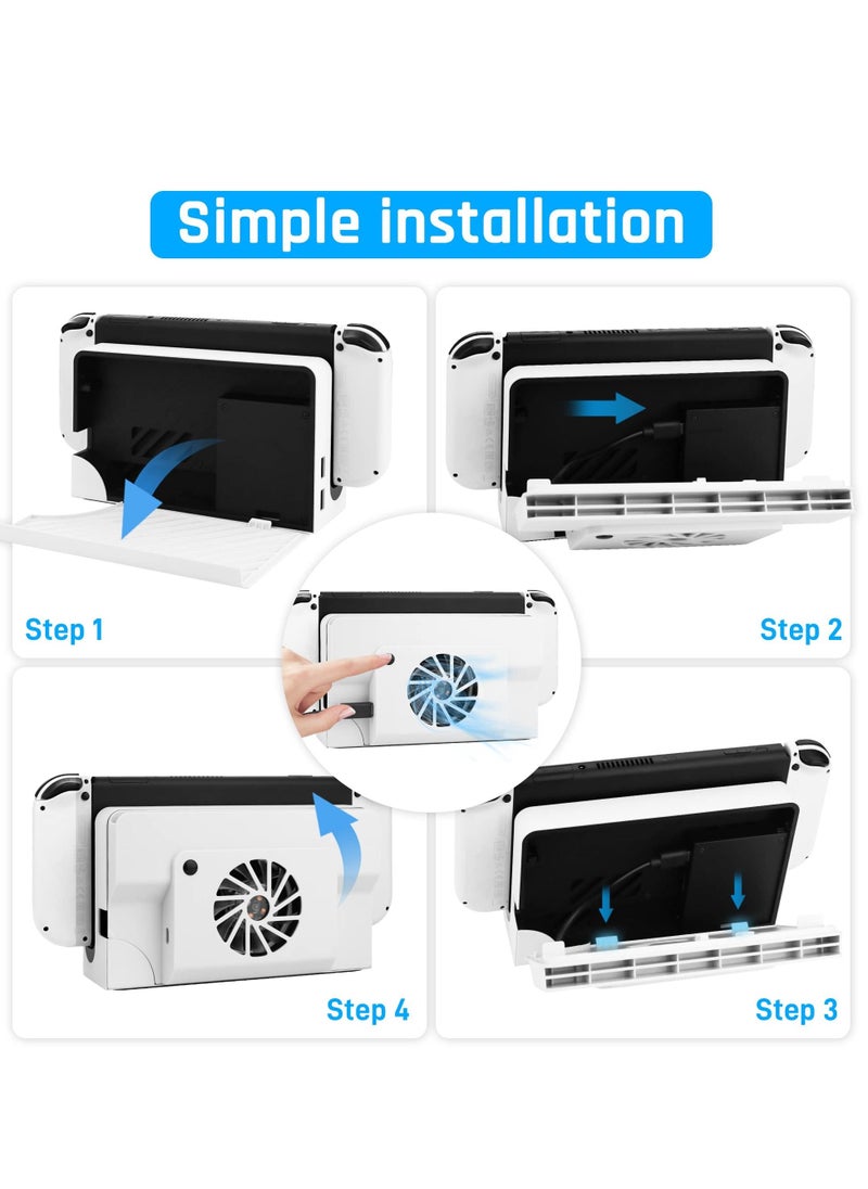 SYOSI - Cooling Fan for Nintendo Switch OLED, Cooler Replacement Dock Accessories with Blue Light & Type-C Cable, ABS Cooling Dock with Game Card Slot for Switch OLED Dock HEG-007 - Image 1