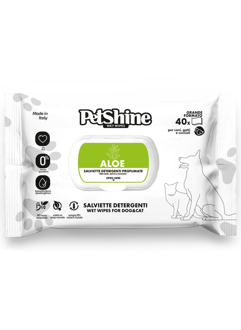 PetShine - Wet Wipes for Dogs & Cats Aloe Fragrance Wet Wipes 40 Units 30 × 20 cm - Image 1