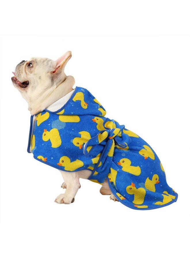 HDE Dog Bathrobe Super Absorbent Quick Drying Towel With Hood For All Dog Breeds Sizes SXxl  Blue Rubber Ducks  M - Image 1