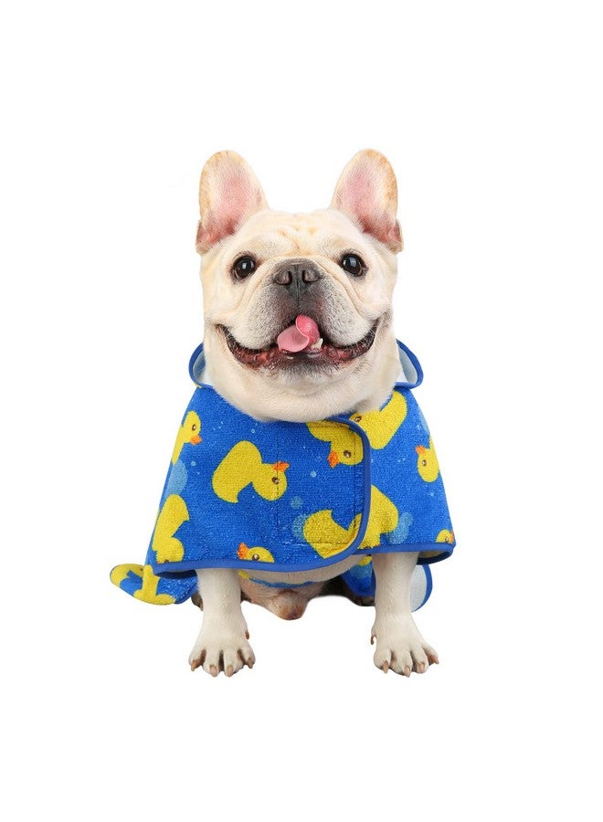 HDE Dog Bathrobe Super Absorbent Quick Drying Towel With Hood For All Dog Breeds Sizes SXxl  Blue Rubber Ducks  M - Image 5