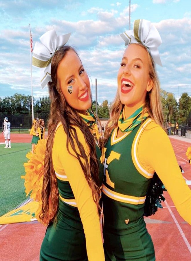 CN 6 PCS 7" Large Glitter Cheer Bows for Cheerleaders, CN Sparkly Hair Bows with Elastic Hair Ties Personalized Accessories for Teens Girls Woman Cheerleading Softball Competition Sports - Image 5