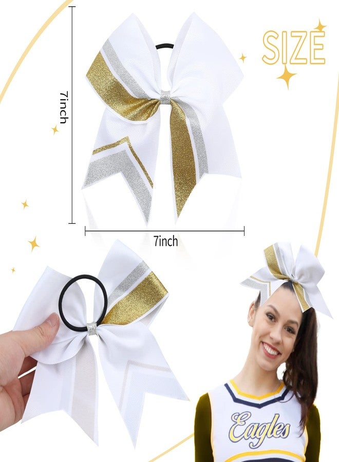 CN 6 PCS 7" Large Glitter Cheer Bows for Cheerleaders, CN Sparkly Hair Bows with Elastic Hair Ties Personalized Accessories for Teens Girls Woman Cheerleading Softball Competition Sports - Image 4