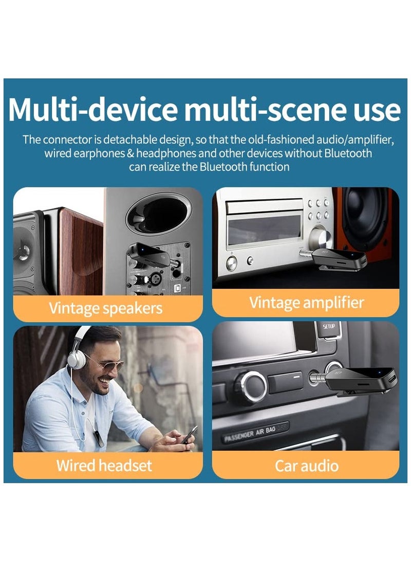 SYOSI Bluetooth 5.3 Receiver for Car Noise Cancelling AUX Adapter Music Home Stereo Wired Headphones Hands Free Call 10H Battery Life - Image 3